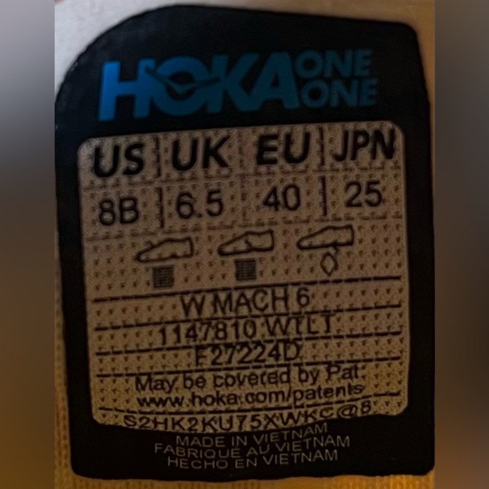 Hoka One One Mach 6 LIGHTWEIGHT Womens Sz 8 Running Shoes Sneakers White Lettuce - Picture 11 of 12